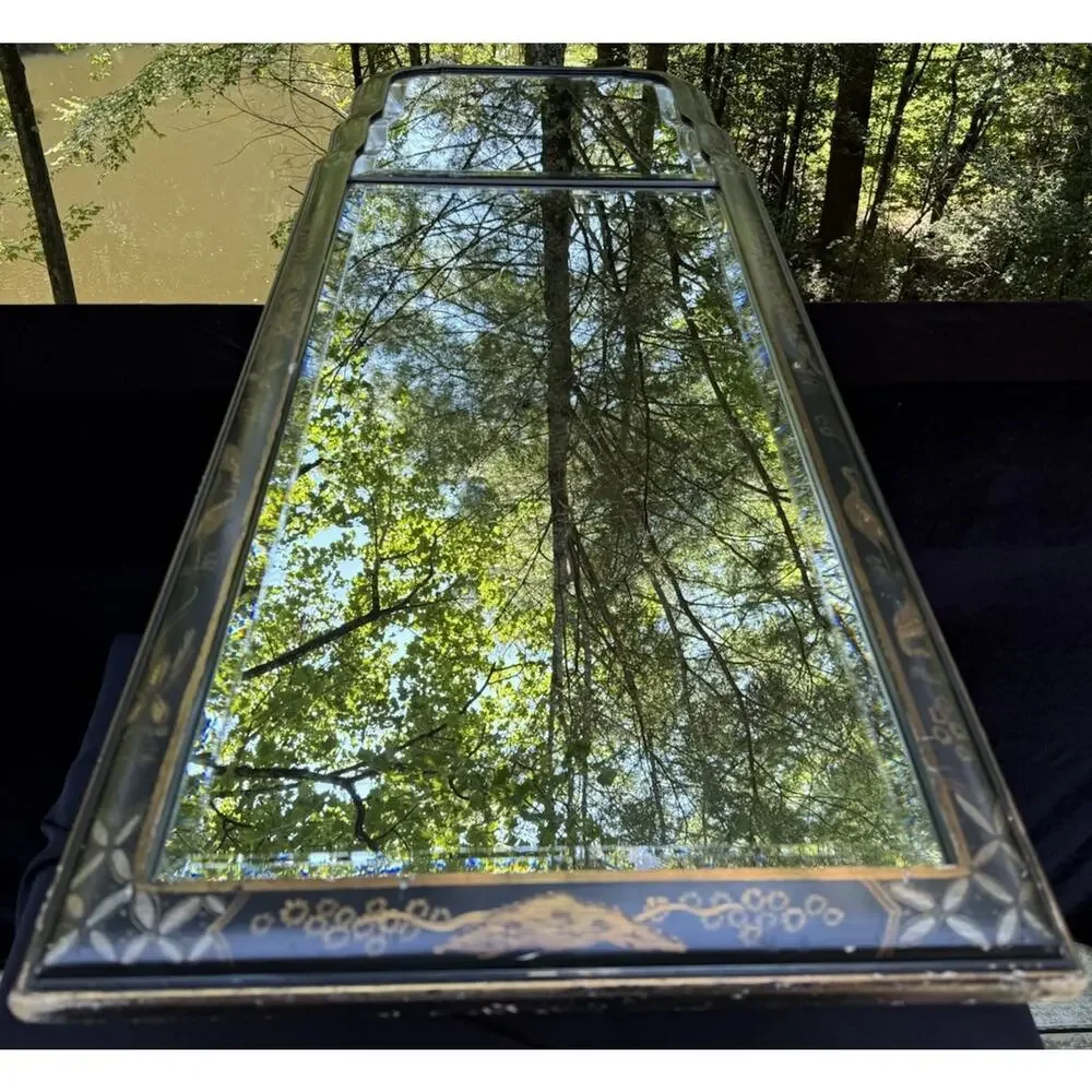 Friedman Brothers Chinoiserie Williamsburg Mirror Black Frame Beveled 2 Plate 48